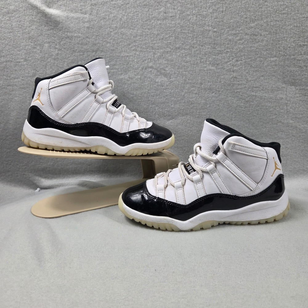 Jordan 11 Retro Gratitude Kids Size 3Y White Black Gold Good 378039-170